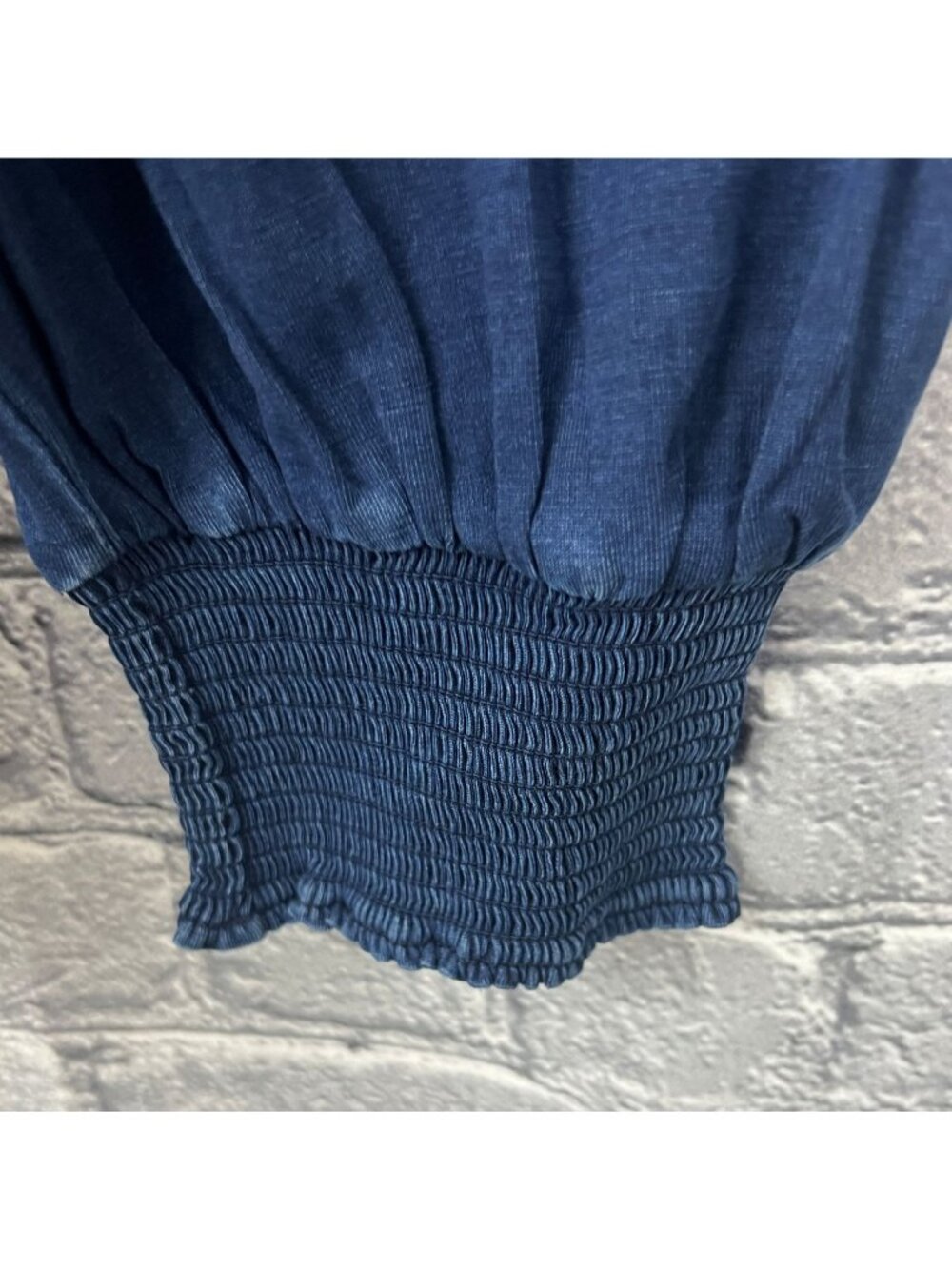 Chico's V Neck Smocked Sleeve Tee Blue Riviera Size 4 (XXL) NWT - Picture 3 of 7